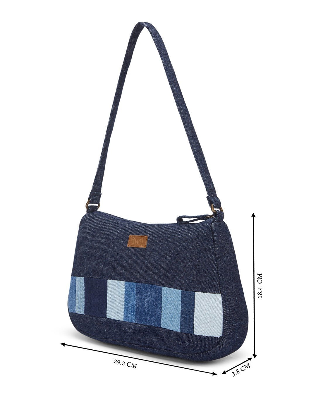 Upcycled Handcrafted Denim Jeans Blue Striped Baguette Bags - Dwij - 