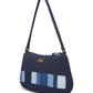 Upcycled Handcrafted Denim Jeans Blue Striped Baguette Bags - Dwij - 