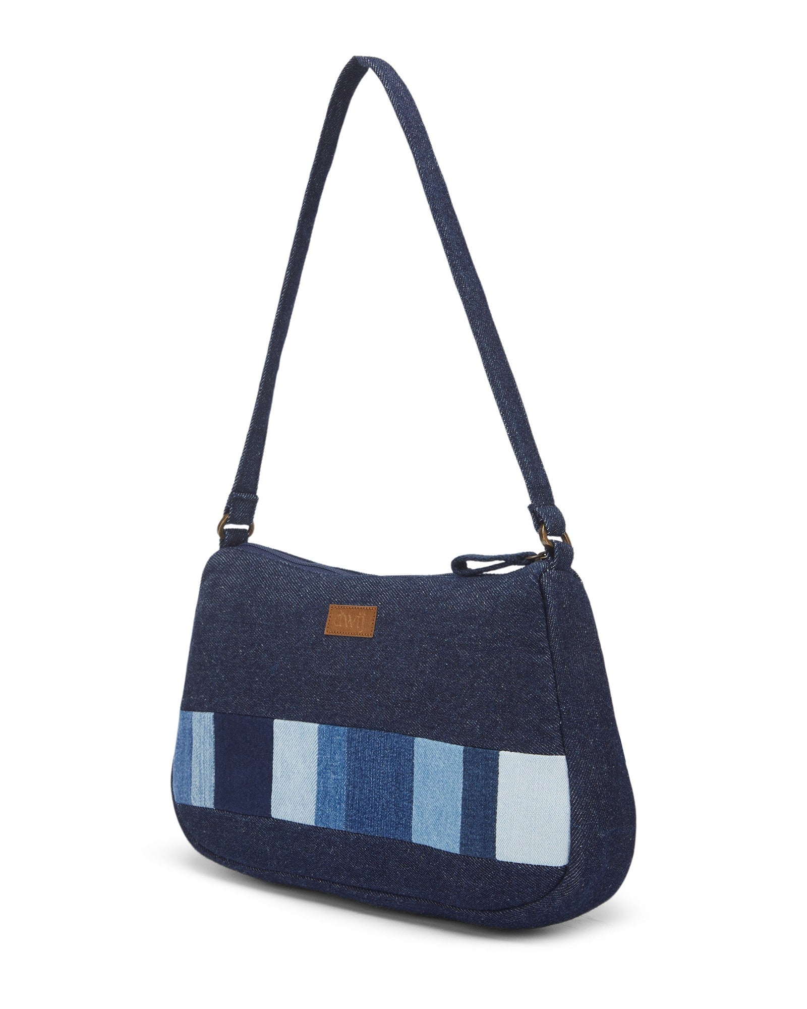 Upcycled Handcrafted Denim Jeans Blue Striped Baguette Bags - Dwij - 