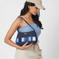 Upcycled Handcrafted Denim Jeans Blue Striped Baguette Bags - Dwij - 