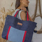 Upcycled Handcrafted Denim Jeans Blue Women's Office Tote Bag - Dwij