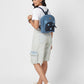 Upcycled Handcrafted Denim Jeans Mini Travel Backpack Bag - Dwij - 