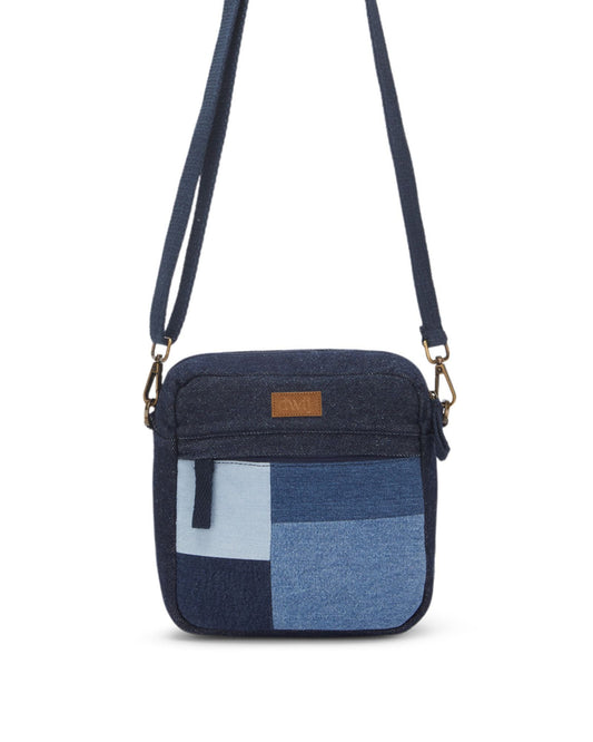 Upcycled Handcrafted Denim Jeans Mosaic Sling - Dwij - 