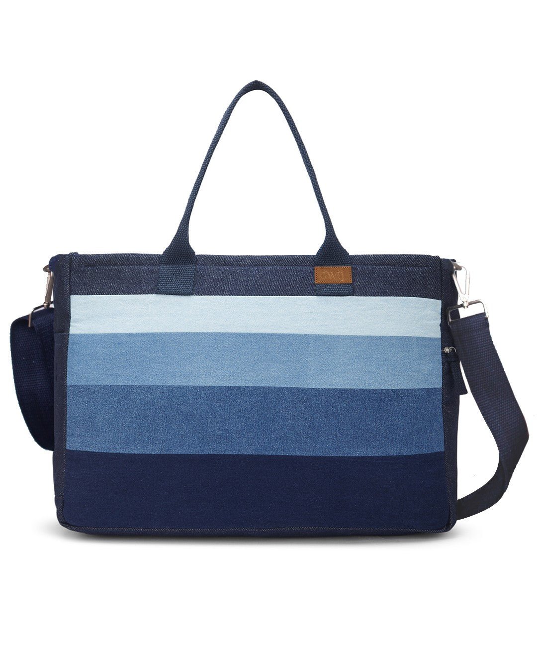 Upcycled Handcrafted Denim Jeans Ocean Laptop Tote - Dwij - 