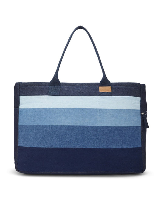 Upcycled Handcrafted Denim Jeans Ocean Laptop Tote - Dwij - 