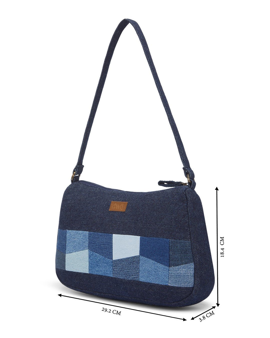 Upcycled Handcrafted Denim Jeans Patched Baguette Bag - Dwij - 