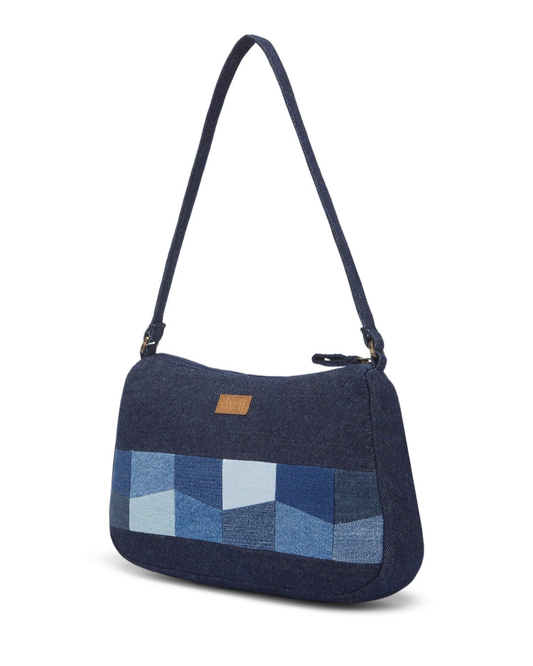 Upcycled Handcrafted Denim Jeans Patched Baguette Bag - Dwij - 