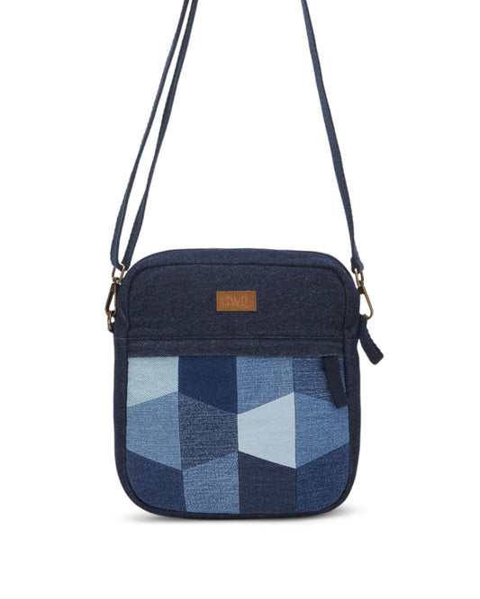 Upcycled Handcrafted Denim Jeans Patched Breakfree Sling - Dwij - 