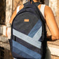 Upcycled Handcrafted Diagonal Striped Denim Travel Backpack - Dwij