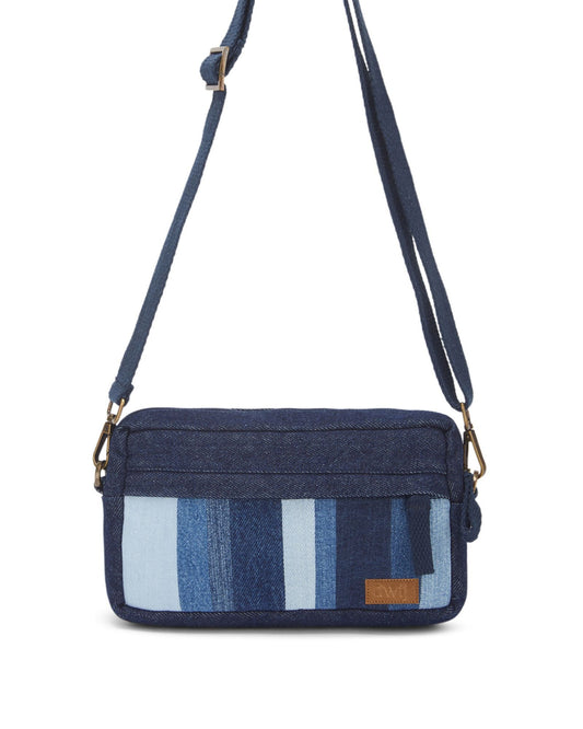 Upcycled Handcrafted Offbeat Striped 2 - in - 1 Wallet Sling Bag - Dwij - 