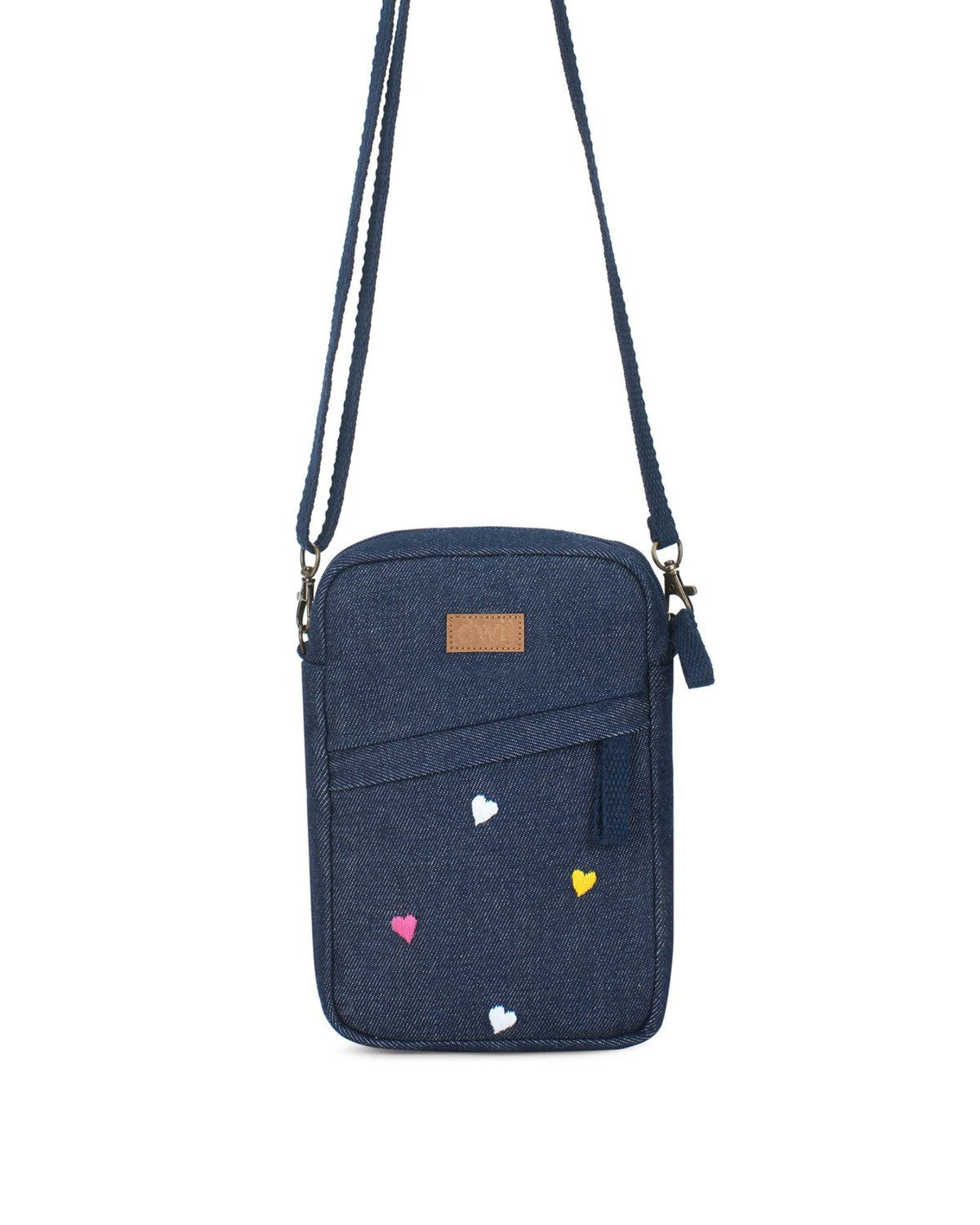 Upcycled Heart Hand Embroidered Mobile sling Bag - Dwij -
