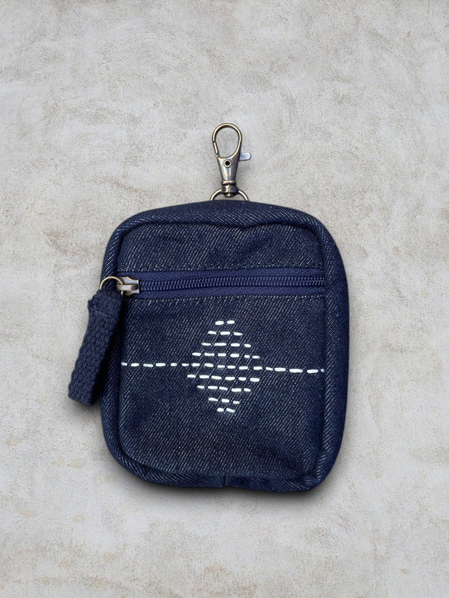 Upcycled Kantha Hand Embroidered Bottle Holder With Coin Pouch - Dwij