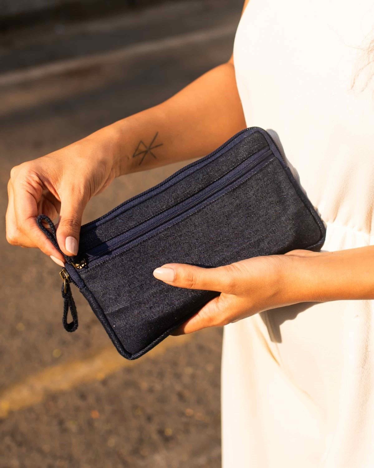 Upcycled Kantha Hand Embroidered Wallet With Coin Pouch - Dwij