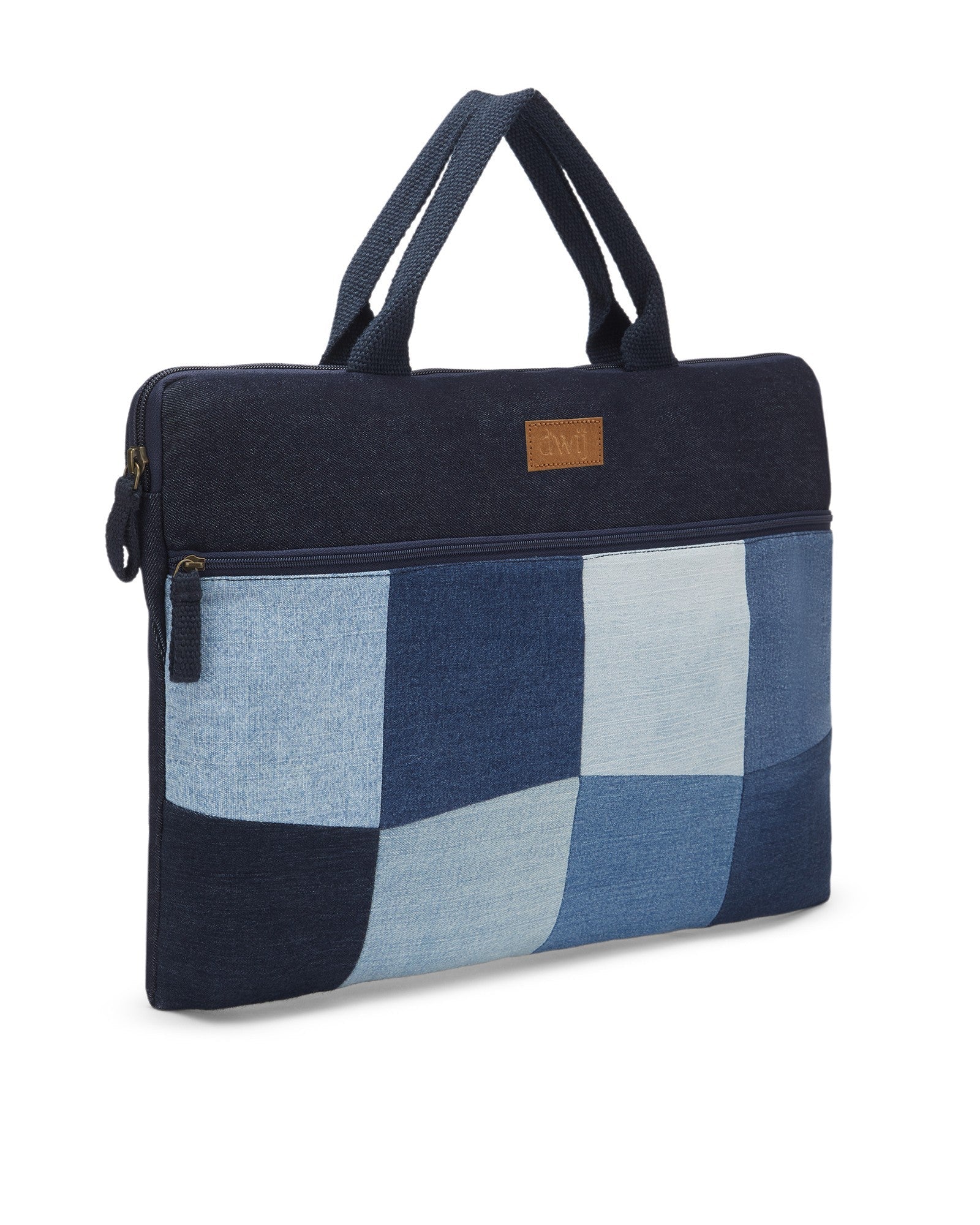 Upcycled Patched Laptop Sleeve With Handle - Dwij - 