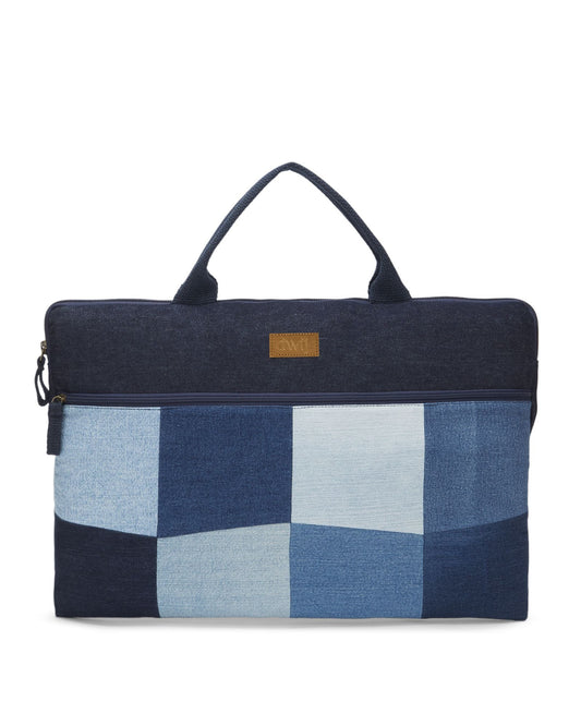 Upcycled Patched Laptop Sleeve With Handle - Dwij - 