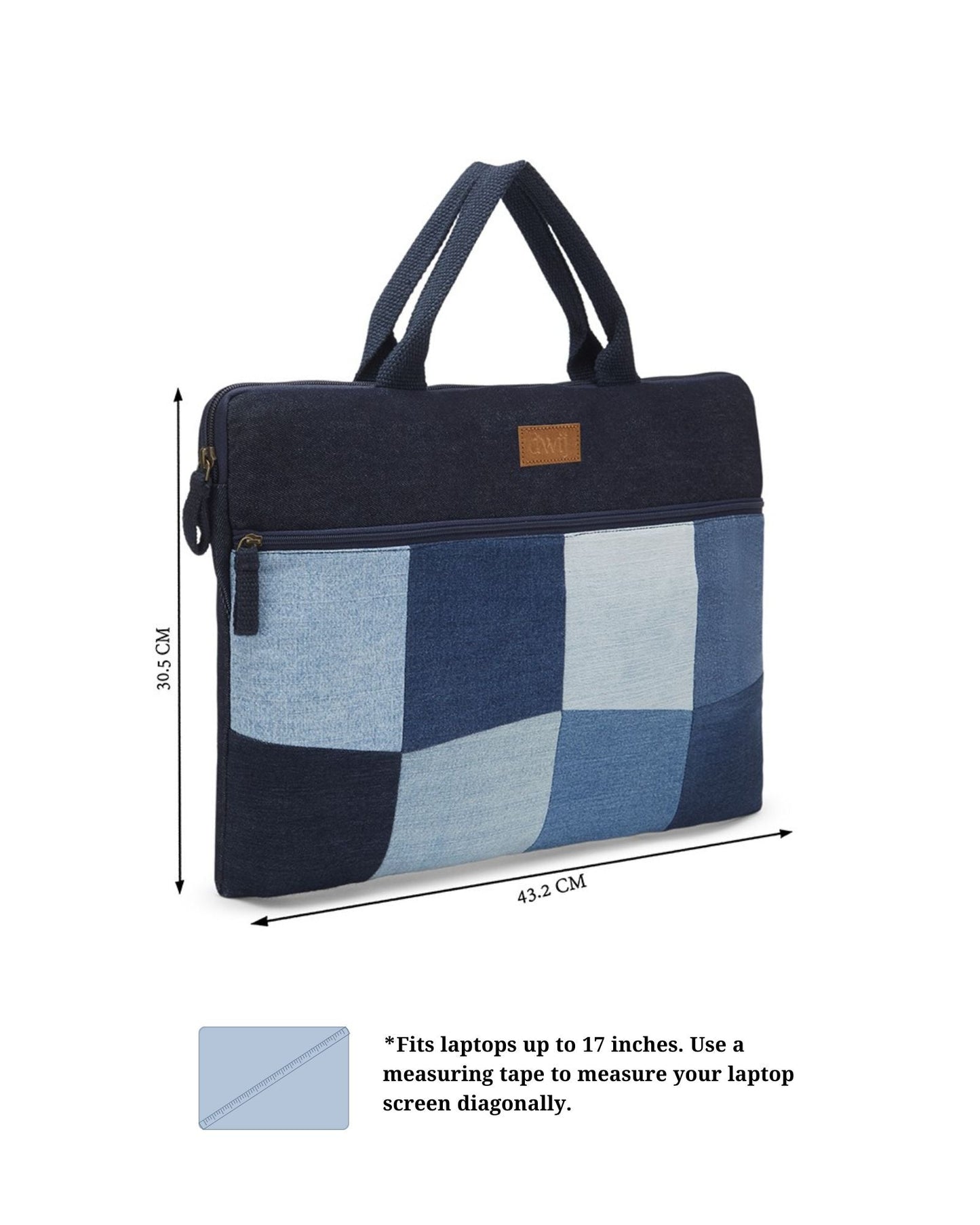 Upcycled Patched Laptop Sleeve With Handle - Dwij - 