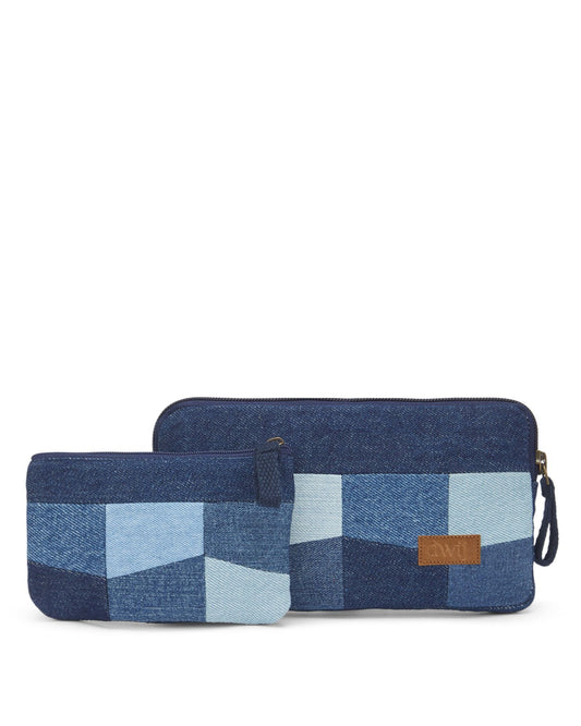 Upcycled Patched Wallet With Coin Pouch - Dwij - 