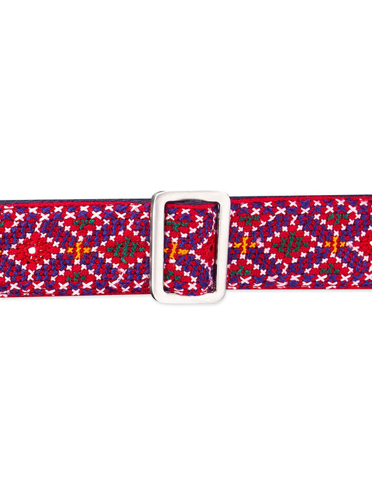 Upcycled Plain Breakfree Sling Bag With Hand Embroidered Jat Belt - Dwij - 