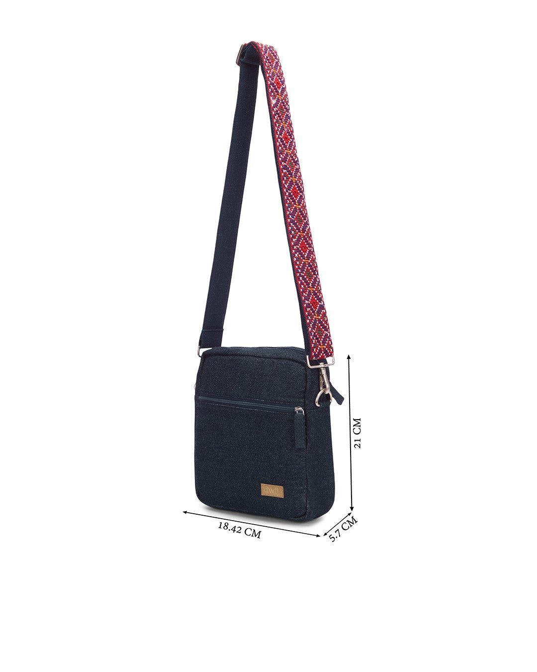 Upcycled Plain Breakfree Sling Bag With Hand Embroidered Jat Belt - Dwij - 