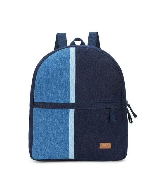 Upcycled Unisex Color blocked Denim Travel Backpack - Dwij -