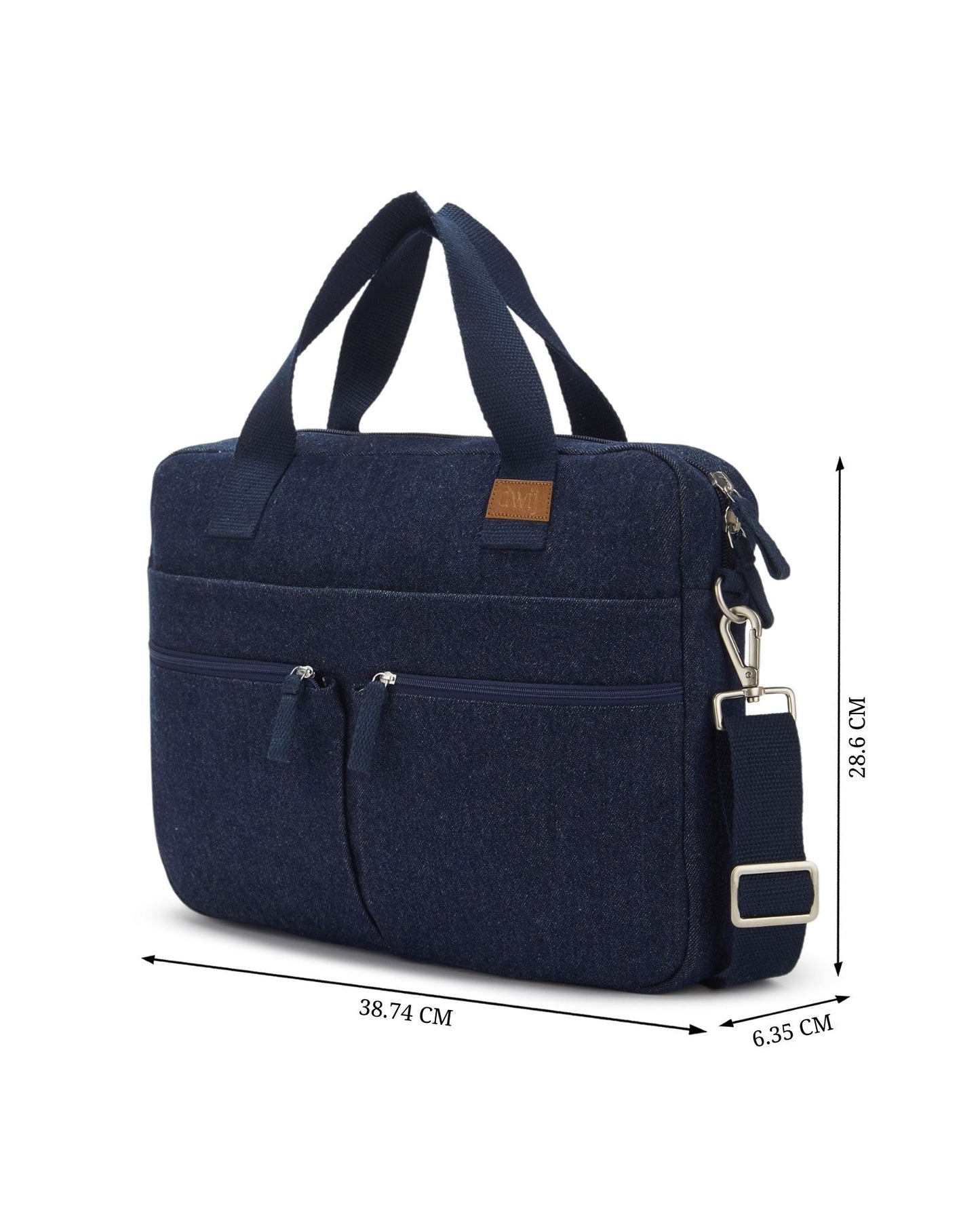 Upcycled Unisex Denim Compact Laptop Messenger Bag - Dwij - 