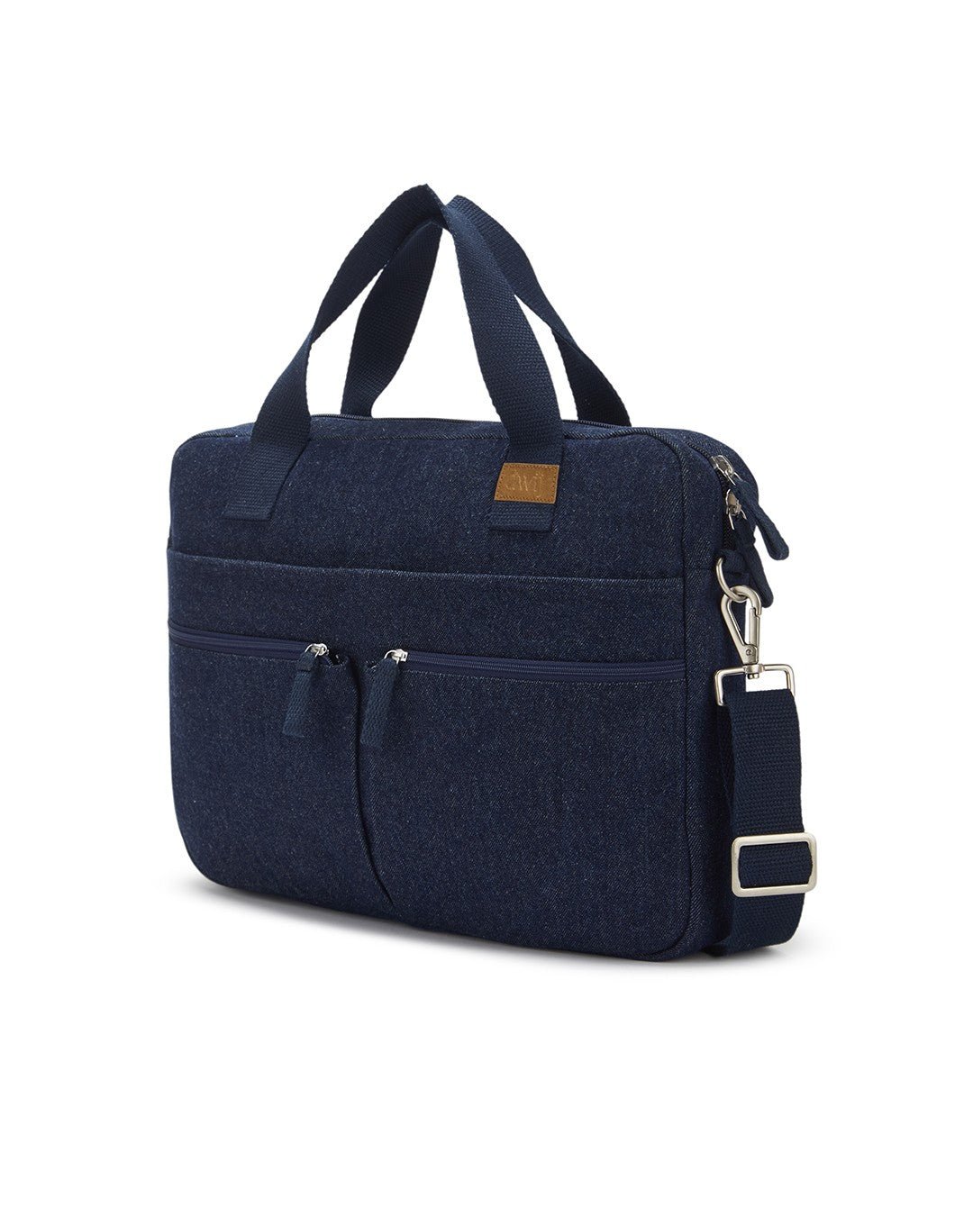 Upcycled Unisex Denim Compact Laptop Messenger Bag - Dwij - 