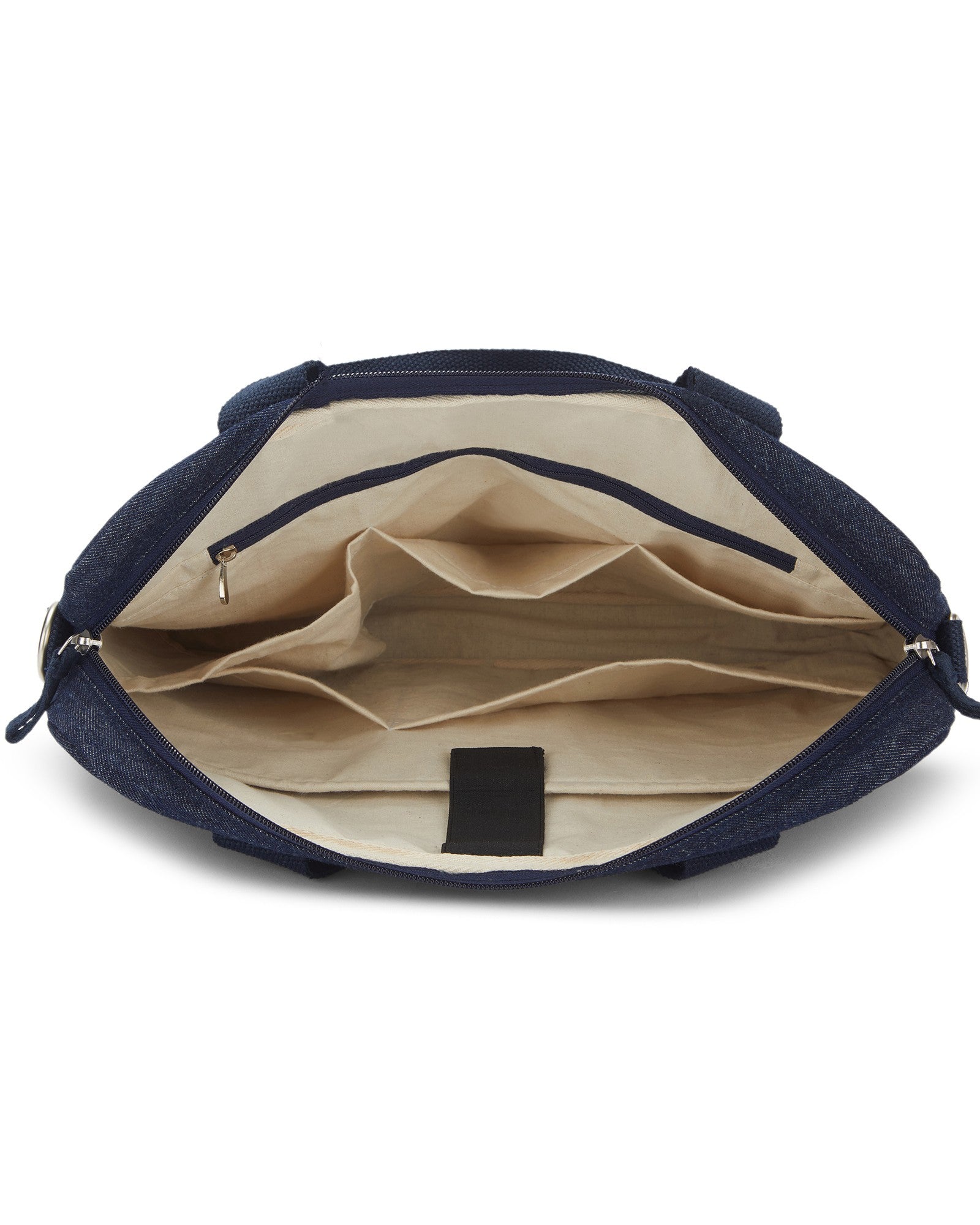 Upcycled Unisex Denim Compact Laptop Messenger Bag (Large) - Dwij - 
