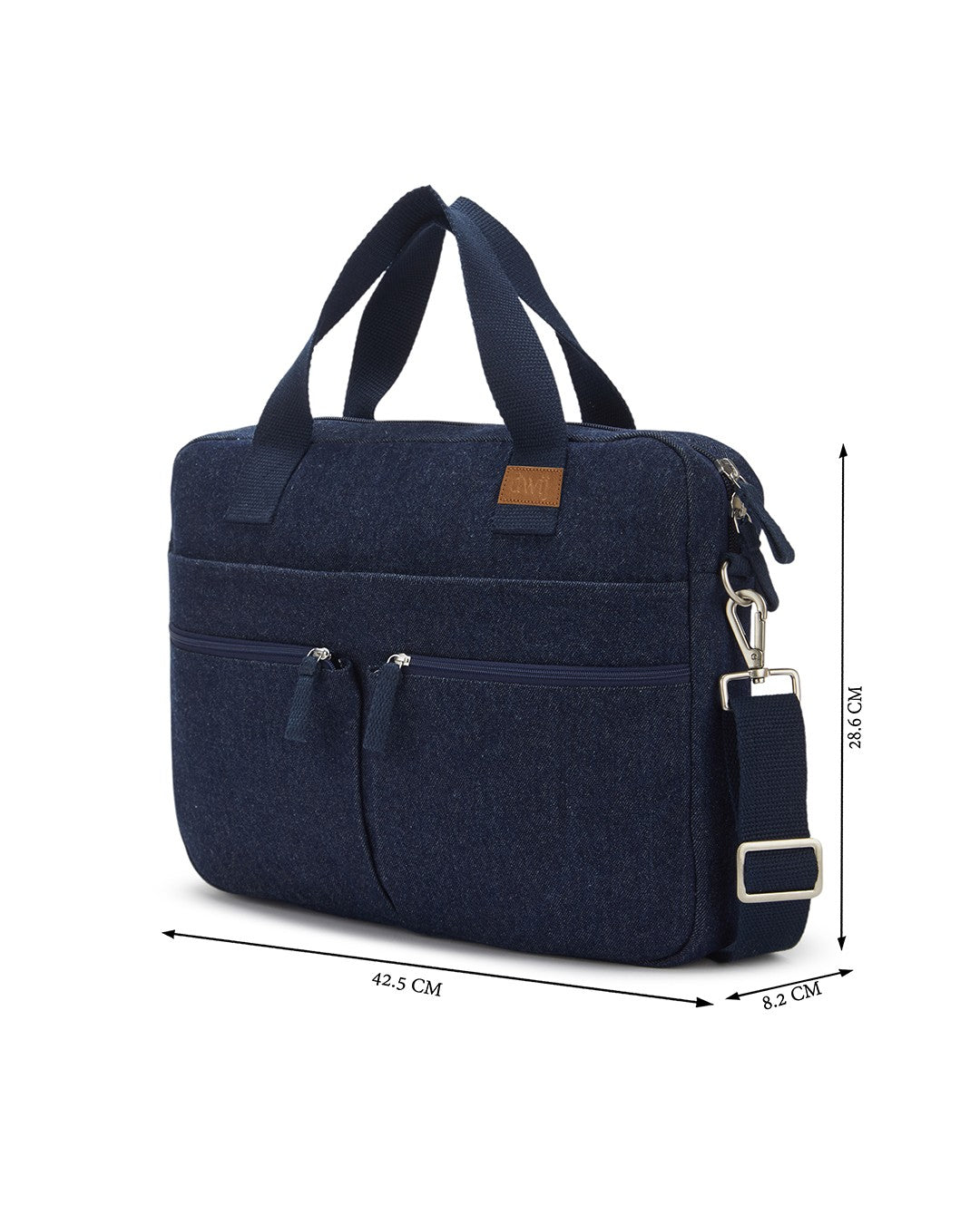 Upcycled Unisex Denim Compact Laptop Messenger Bag (Large) - Dwij - 