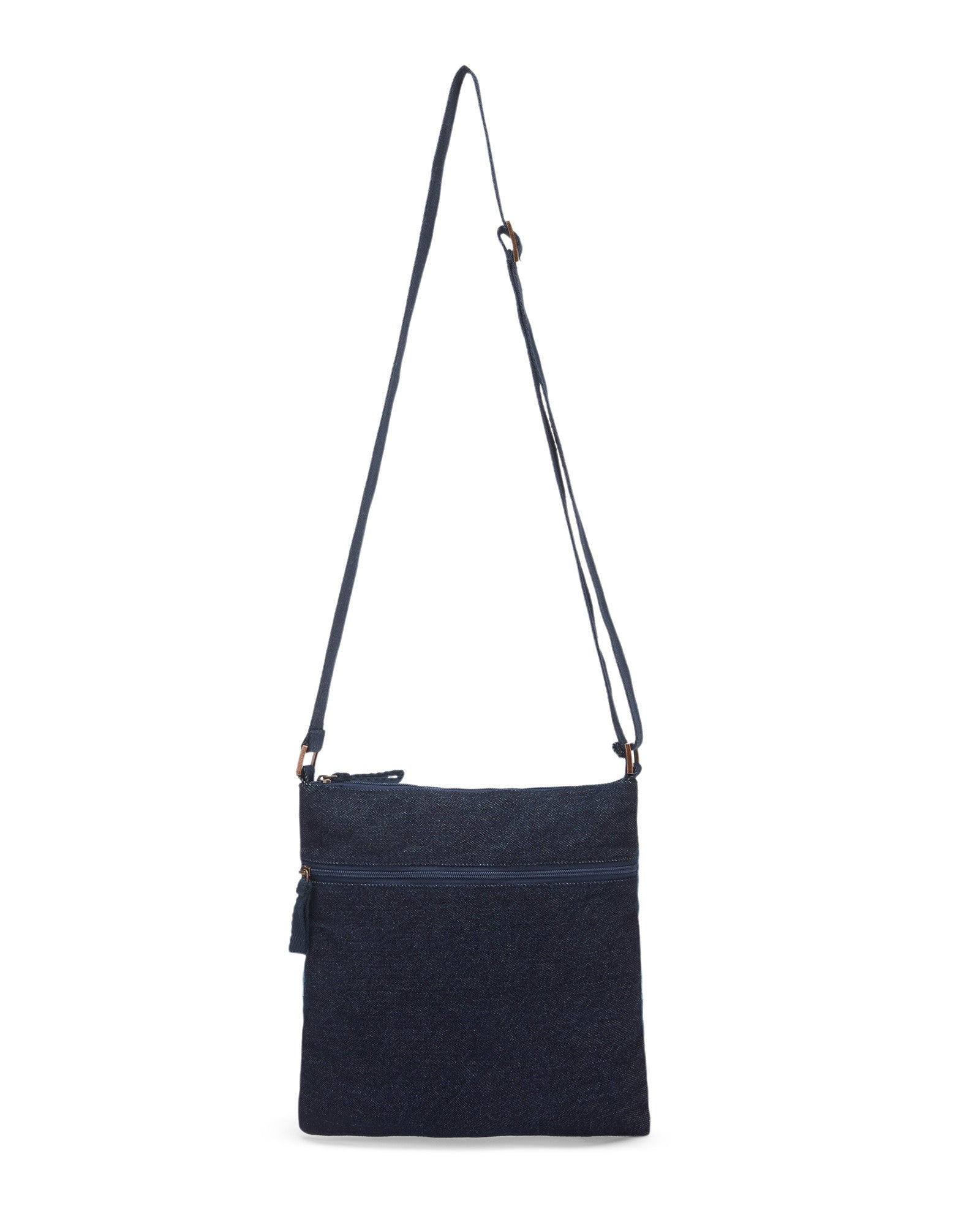 Upcycled Unisex Denim Jeans Crossbody Striped Sling Bag - Dwij - 