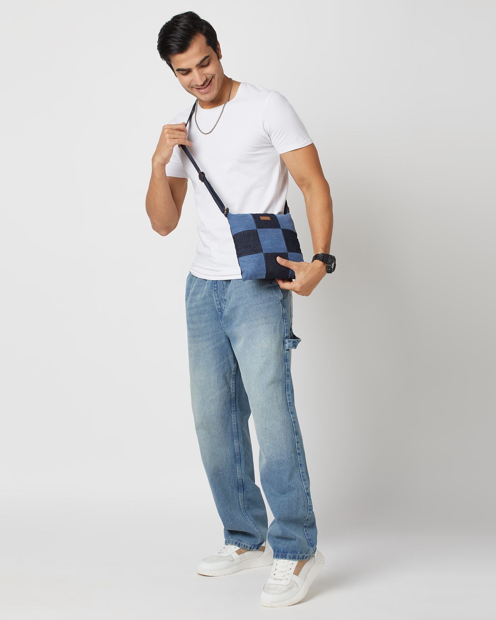 Upcycled Unisex Denim Jeans Swift Crossbody Sling bag - Dwij - 