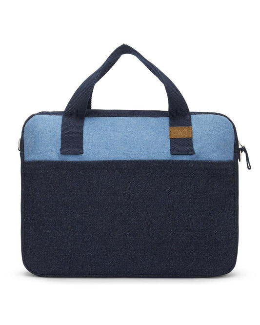 Upcycled Unisex Denim Sleek Laptop Messenger Bag - Dwij - 