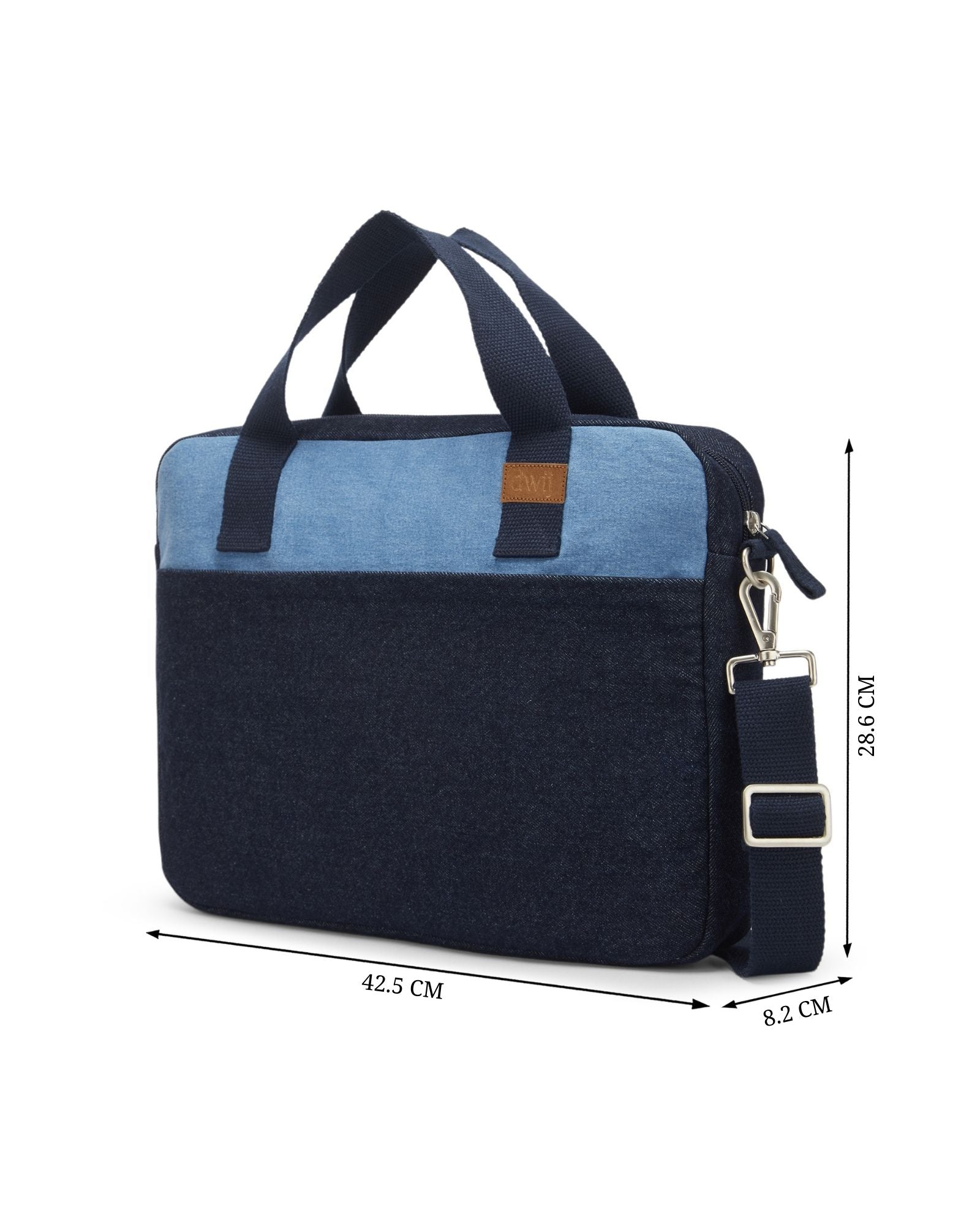 Upcycled Unisex Denim Sleek Laptop Messenger Bag (Large) - Dwij - 