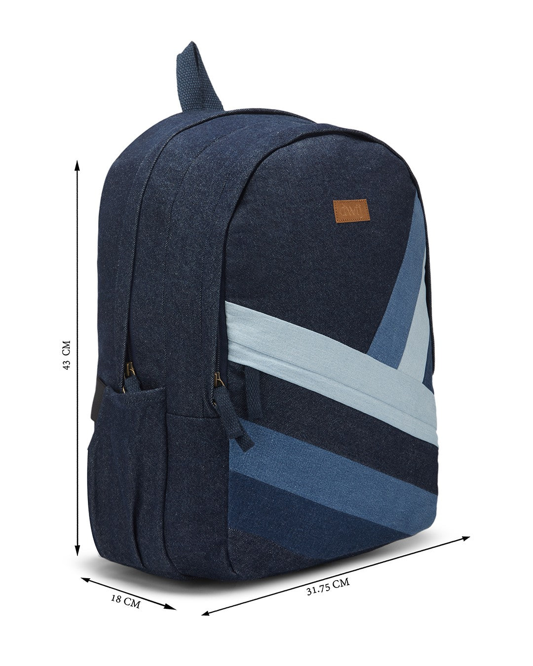 Upcycled Unisex Diagonal Striped Denim Travel Backpack - Dwij - 