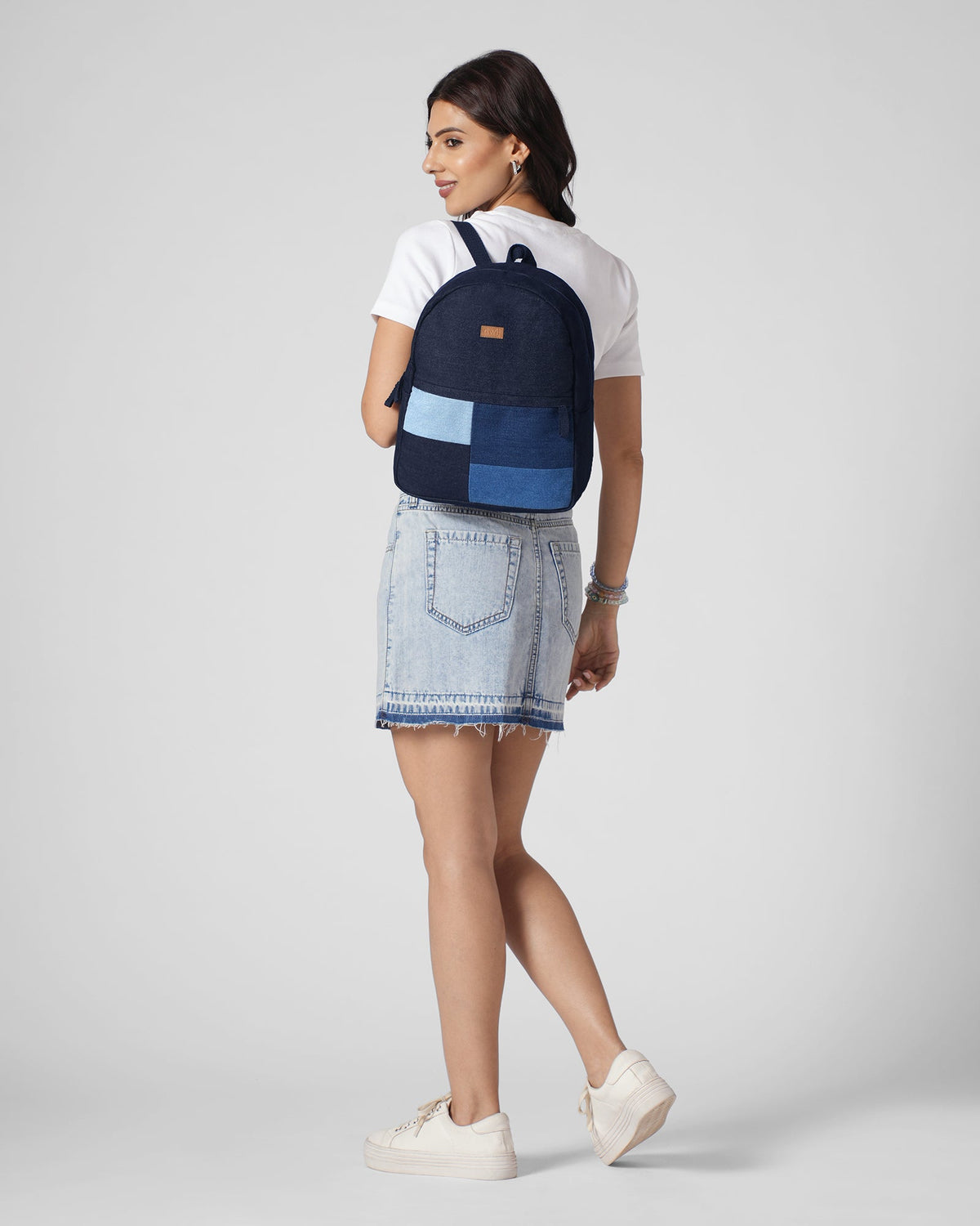 Upcycled Unisex Mosaic Denim Travel Backpack - Dwij -