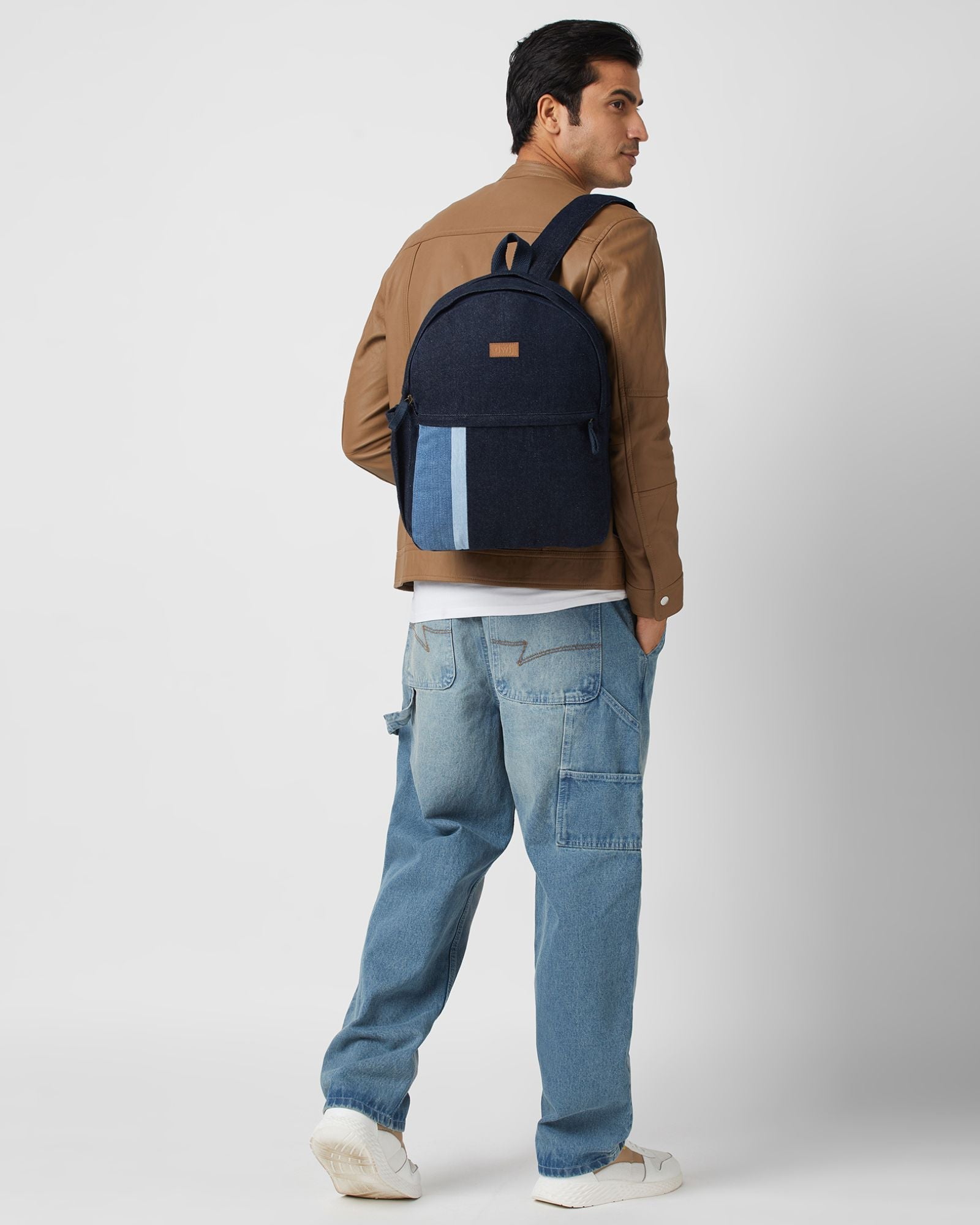 Upcycled Unisex Offbeat Denim Travel Backpack - Dwij - 