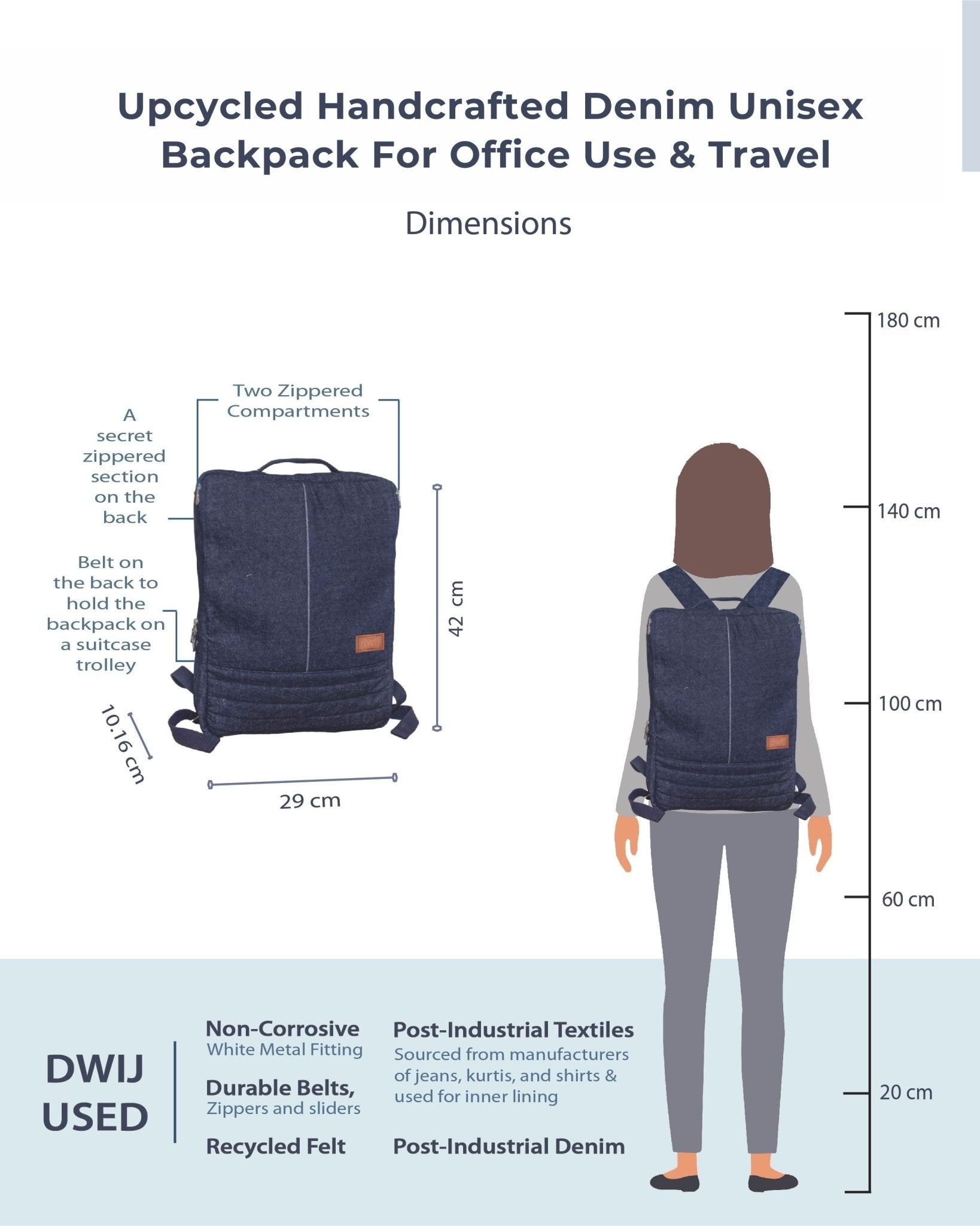 Upcycled Unisex Office Travel Executive Backpack - Dwij