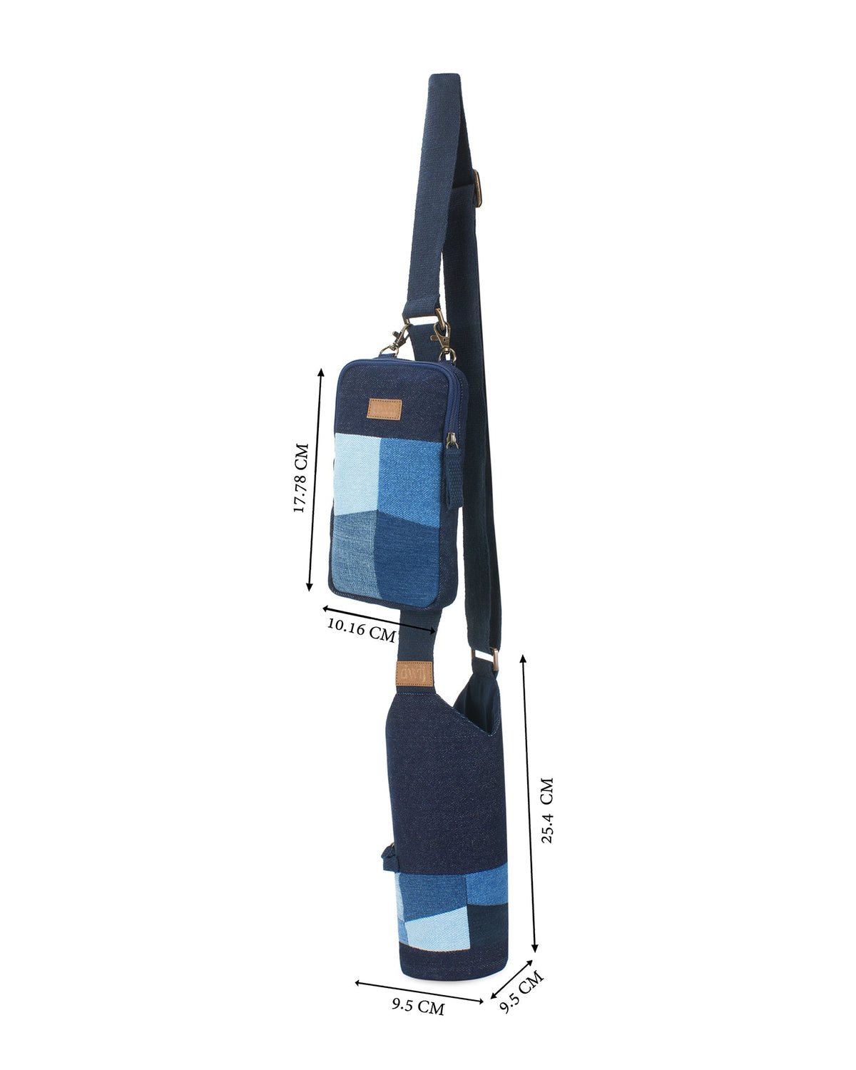 Upcycled Unisex Patched Bottle Holder With Coin Pouch - Dwij -