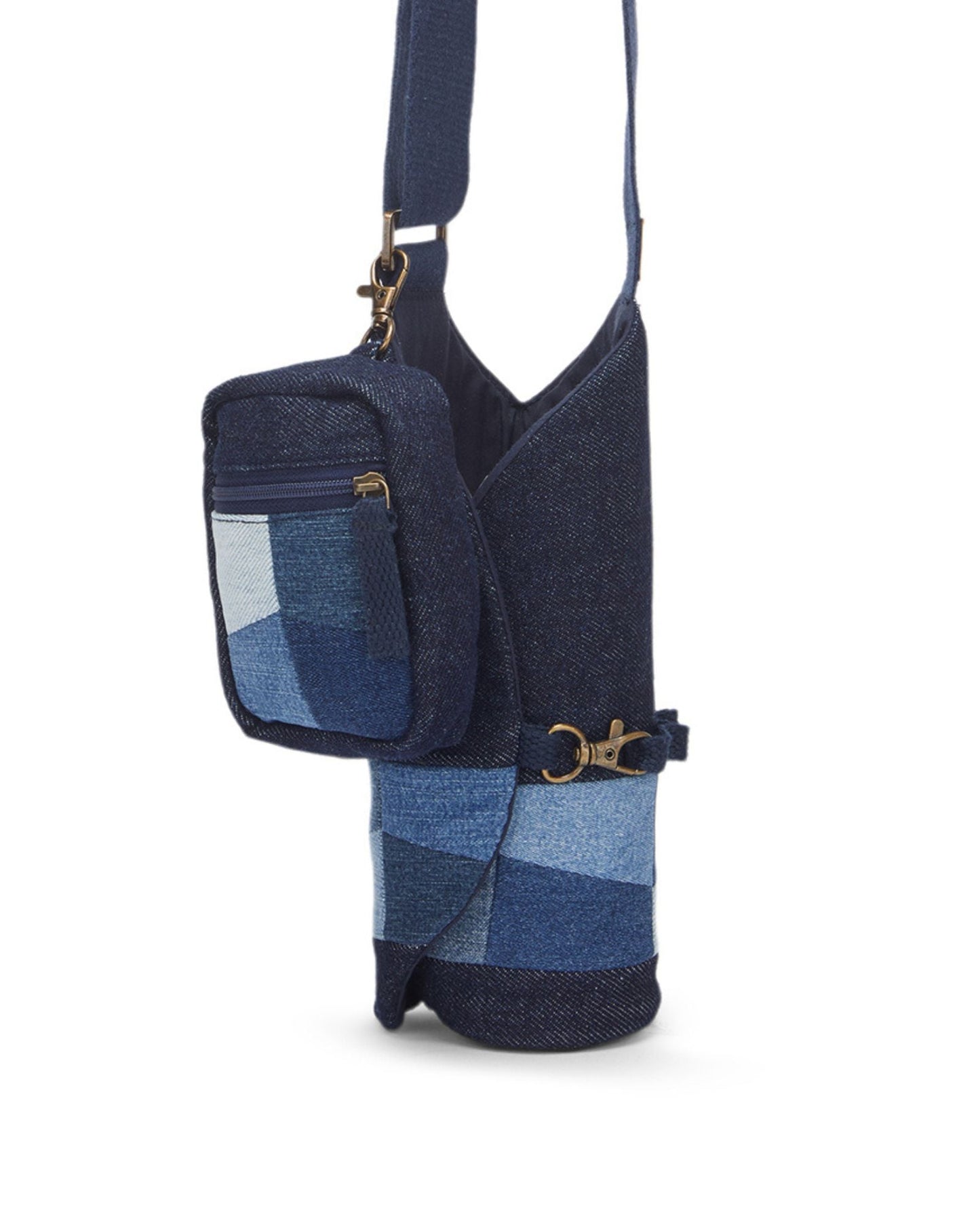 Upcycled Unisex Patched Bottle Holder With Coin Pouch - Dwij - 