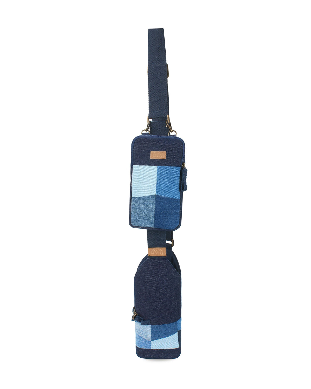 Upcycled Unisex Patched Bottle Holder With Coin Pouch - Dwij -
