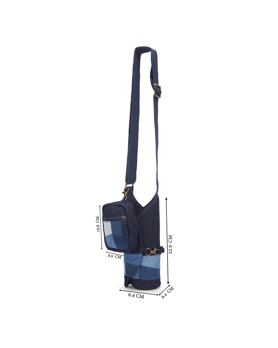 Upcycled Unisex Patched Bottle Holder With Coin Pouch - Dwij - 