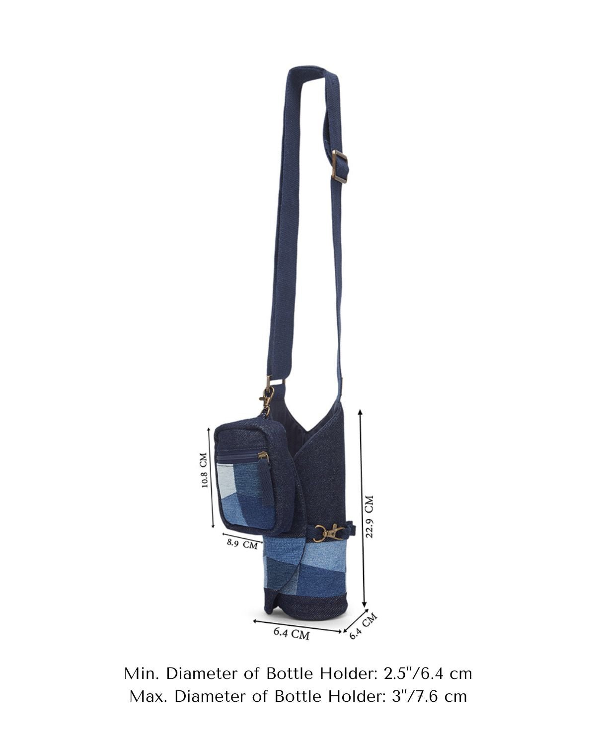 Upcycled Unisex Patched Bottle Holder With Coin Pouch - Dwij -