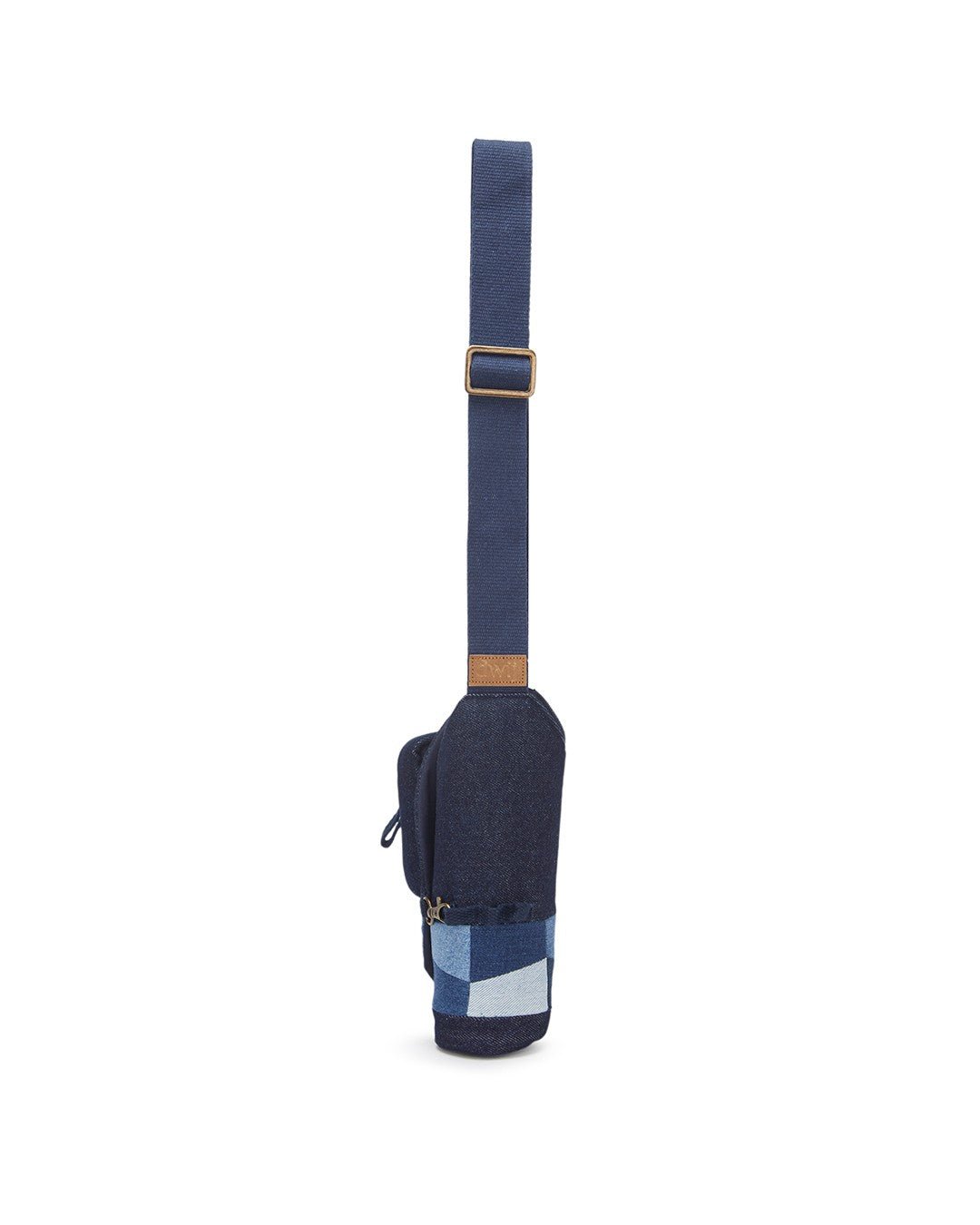 Upcycled Unisex Patched Bottle Holder With Coin Pouch - Dwij - 