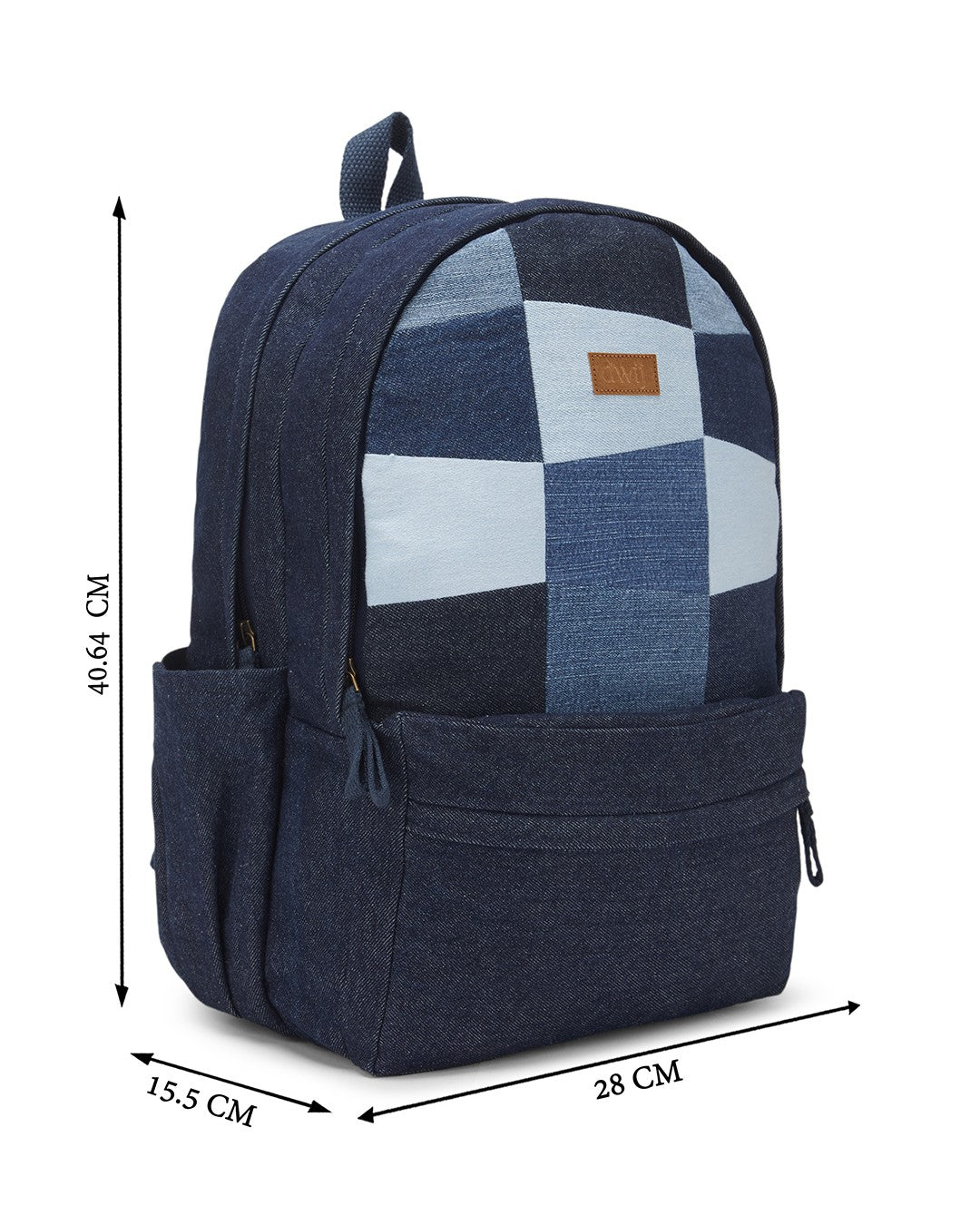 Upcycled Unisex Patched Denim & Felt Jeans Travel Backpack - Dwij - 