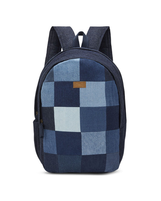 Upcycled Unisex Random Denim & Felt Travel Backpack - Dwij - 
